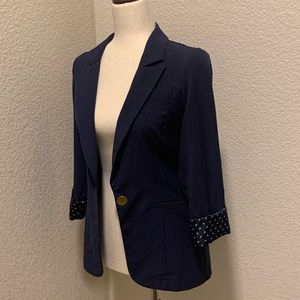 Charlotte Russe Navy blue blazer with white heart cuffs